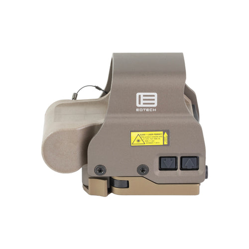 EOTech EXPS2-0 holographic sight tan front three-quarter view showing the hood