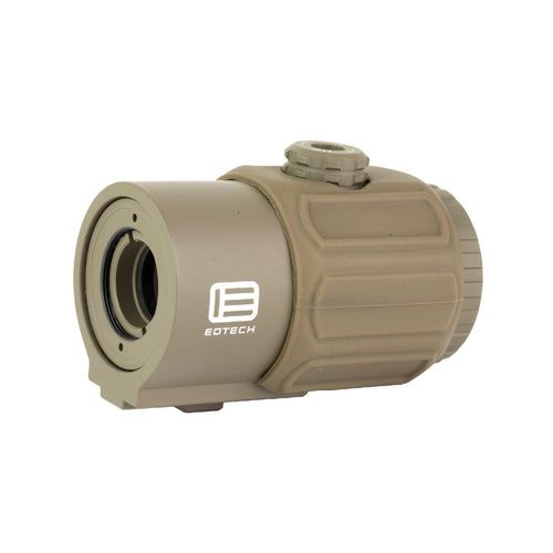 EOTech G43 3x magnifier tan front three-quarter view from the right without mount
