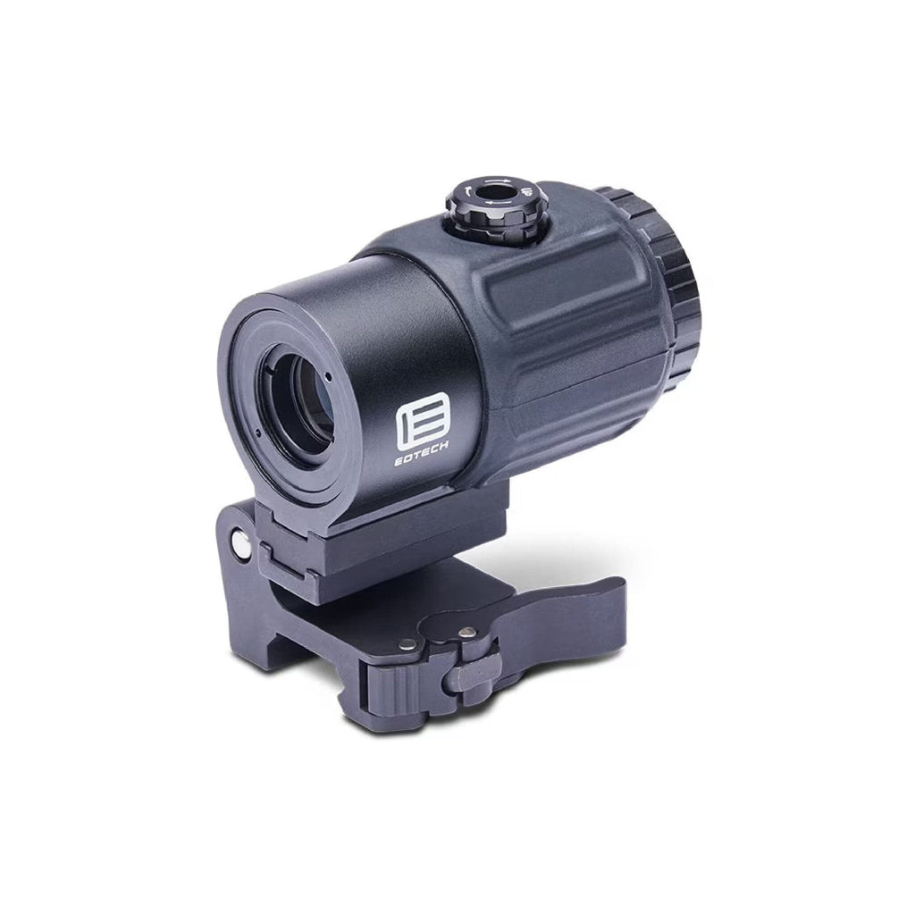 EOTech G43 3x magnifier with STS mount front three-quarter view showing the objective lens