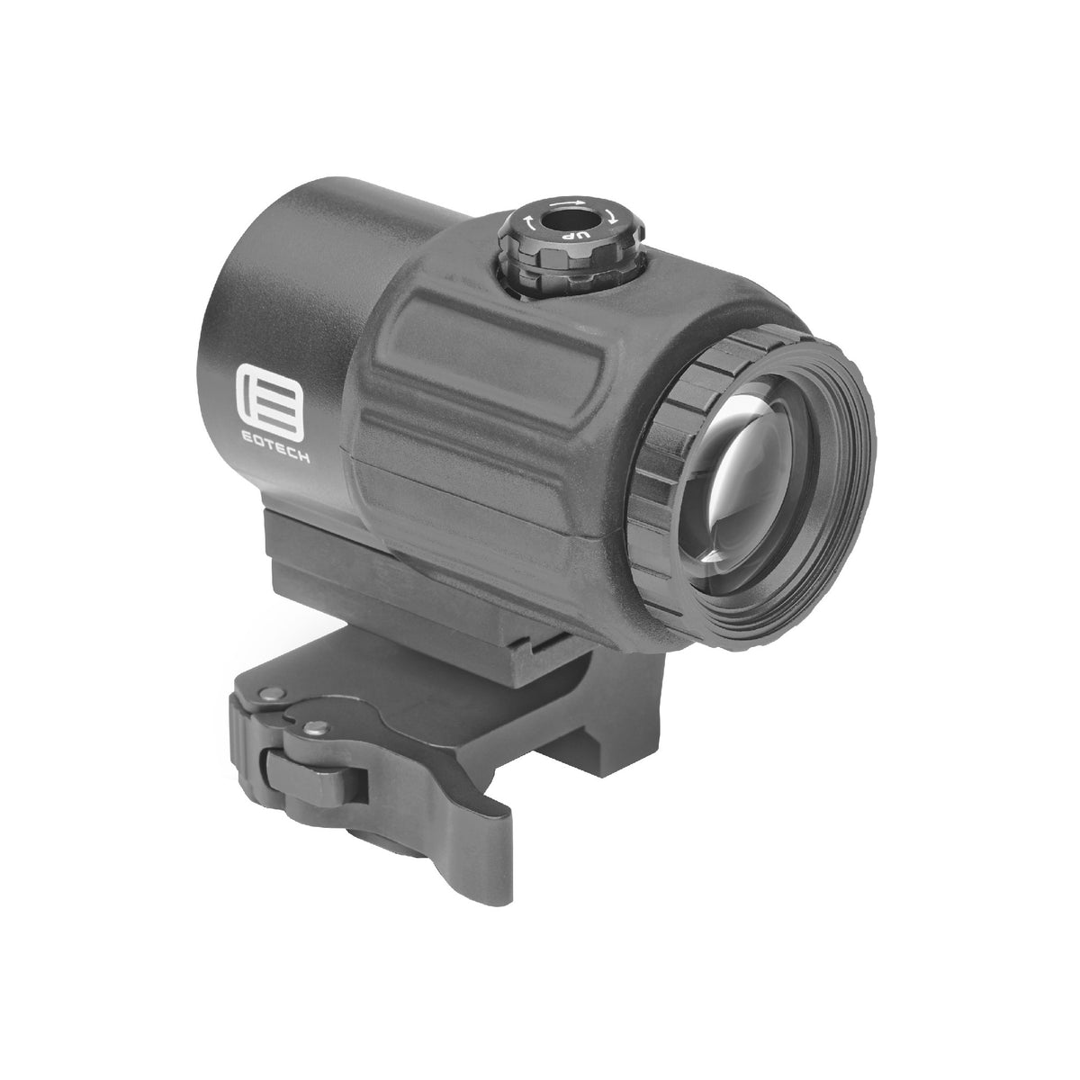 EOTech G43 3x magnifier with STS mount rear three-quarter view showing the eyepiece