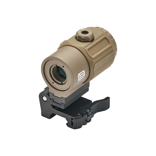 EOTech G43 3x magnifier tan front three-quarter view on the STS mount