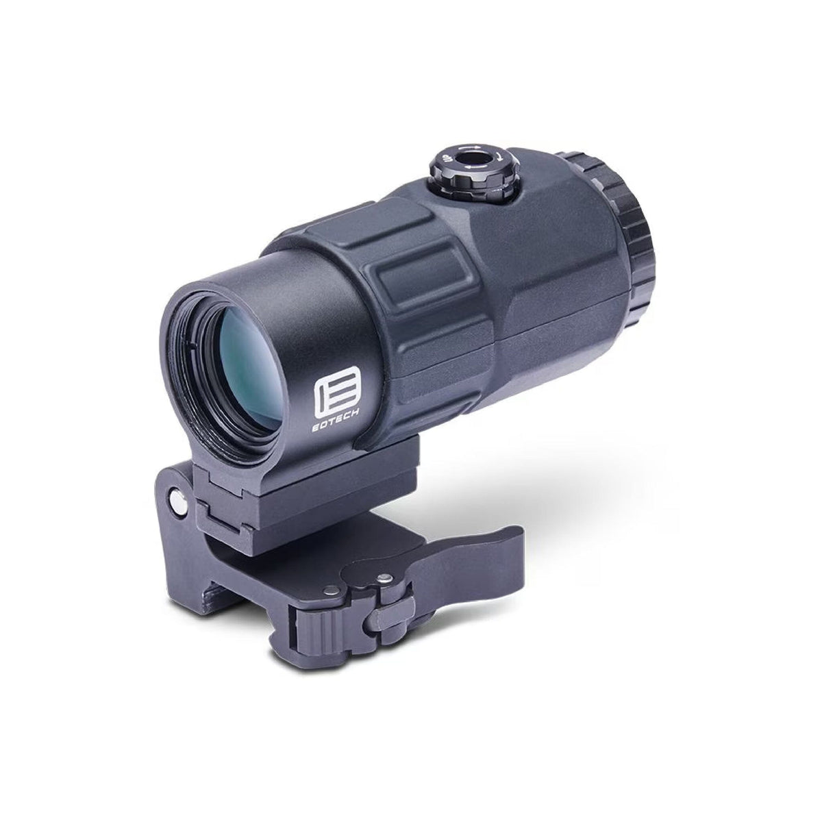 EOTech G45 5x magnifier with STS mount rear three-quarter view showing the eyepiece