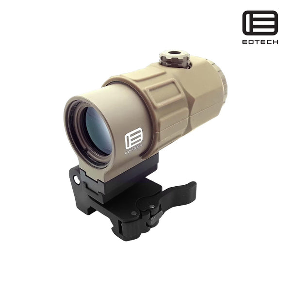 EOTech G45 5x magnifier in tan, supplied with an STS mount