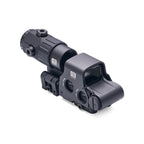 EOTech HHS V EXPS3-4 holographic weapon sight and G45 5x magnifier angled view from the magnifier end