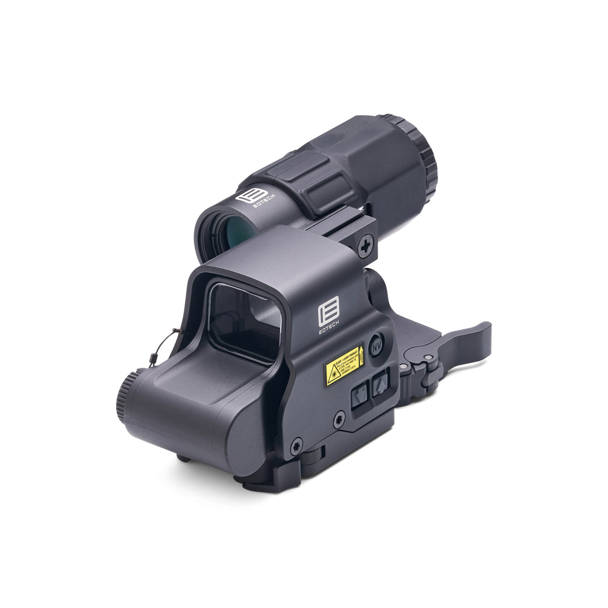 EOTech HHS V EXPS3-4 holographic weapon sight and G45 5x magnifier front three-quarter view