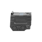 Holosun AEMS EVO Dual red dot sight with green and IR laser side view showing the control buttons