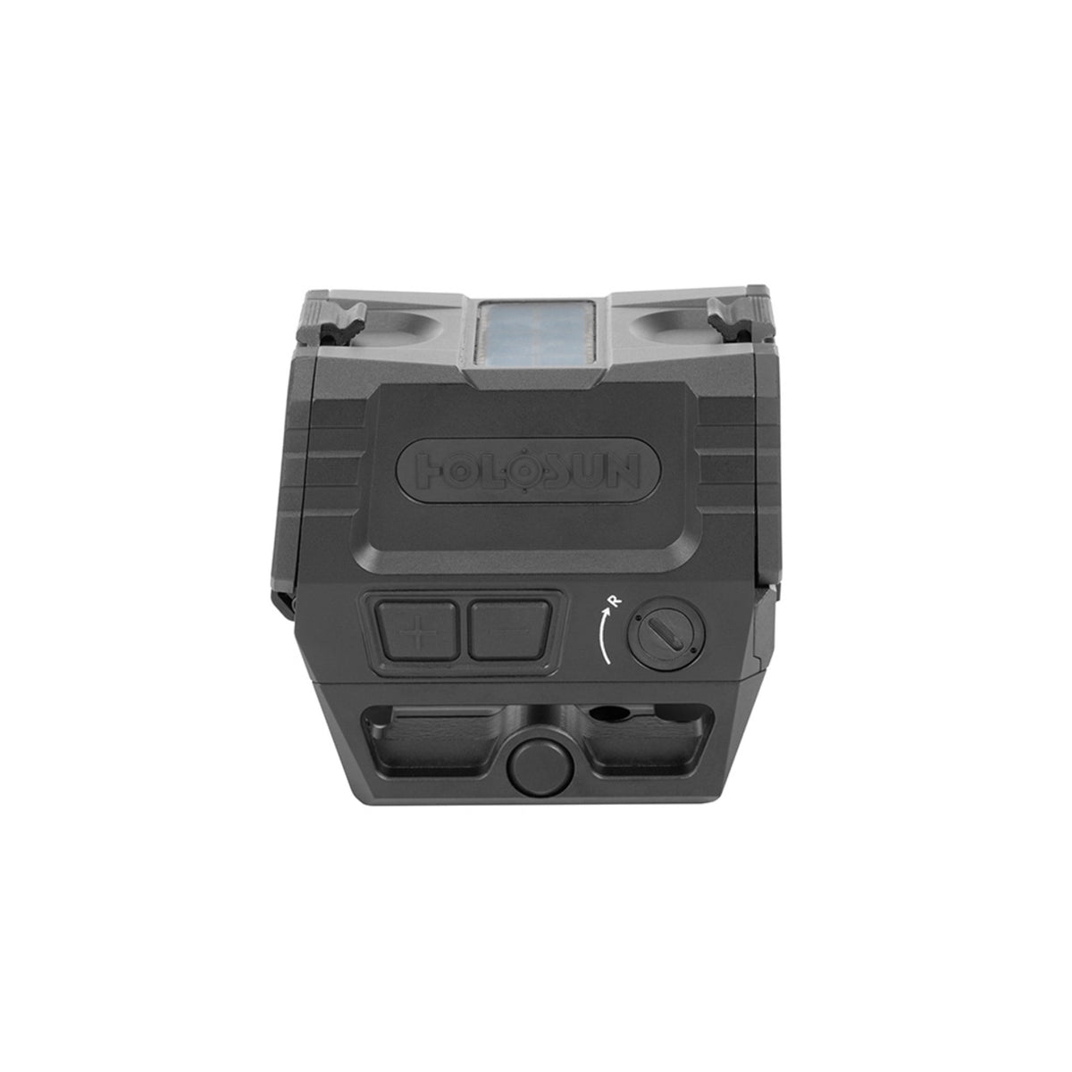 Holosun AEMS EVO RD red dot sight side view showing the control buttons