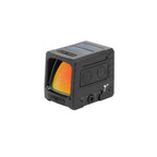 Holosun AEMS Macro GD gold dot sight angled front view with lens reflection