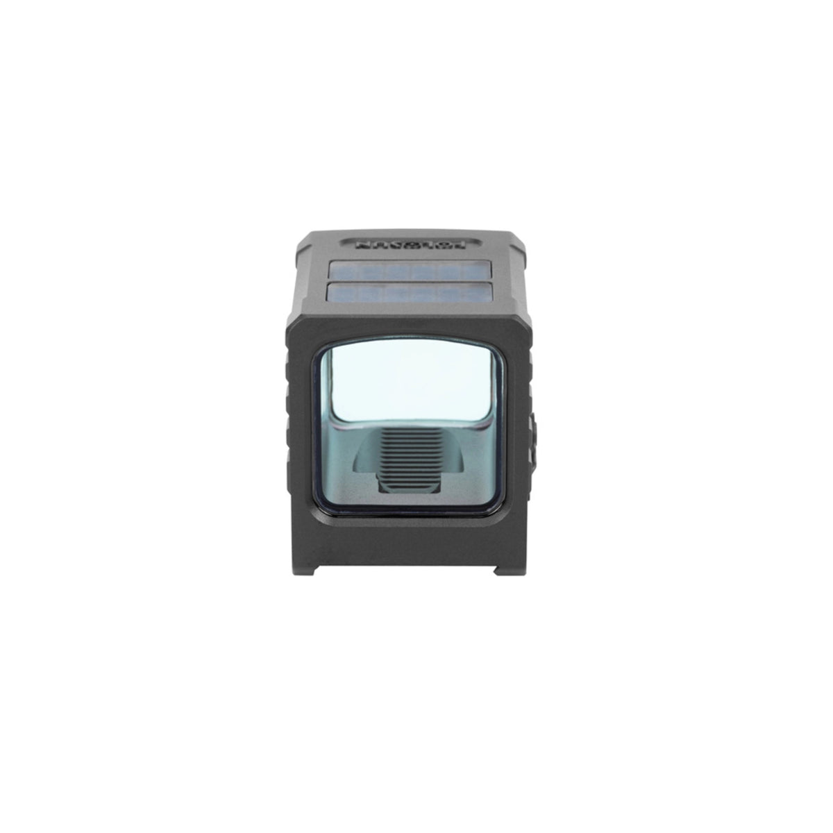 Holosun AEMS Macro RD red dot sight rear view from behind showing the window