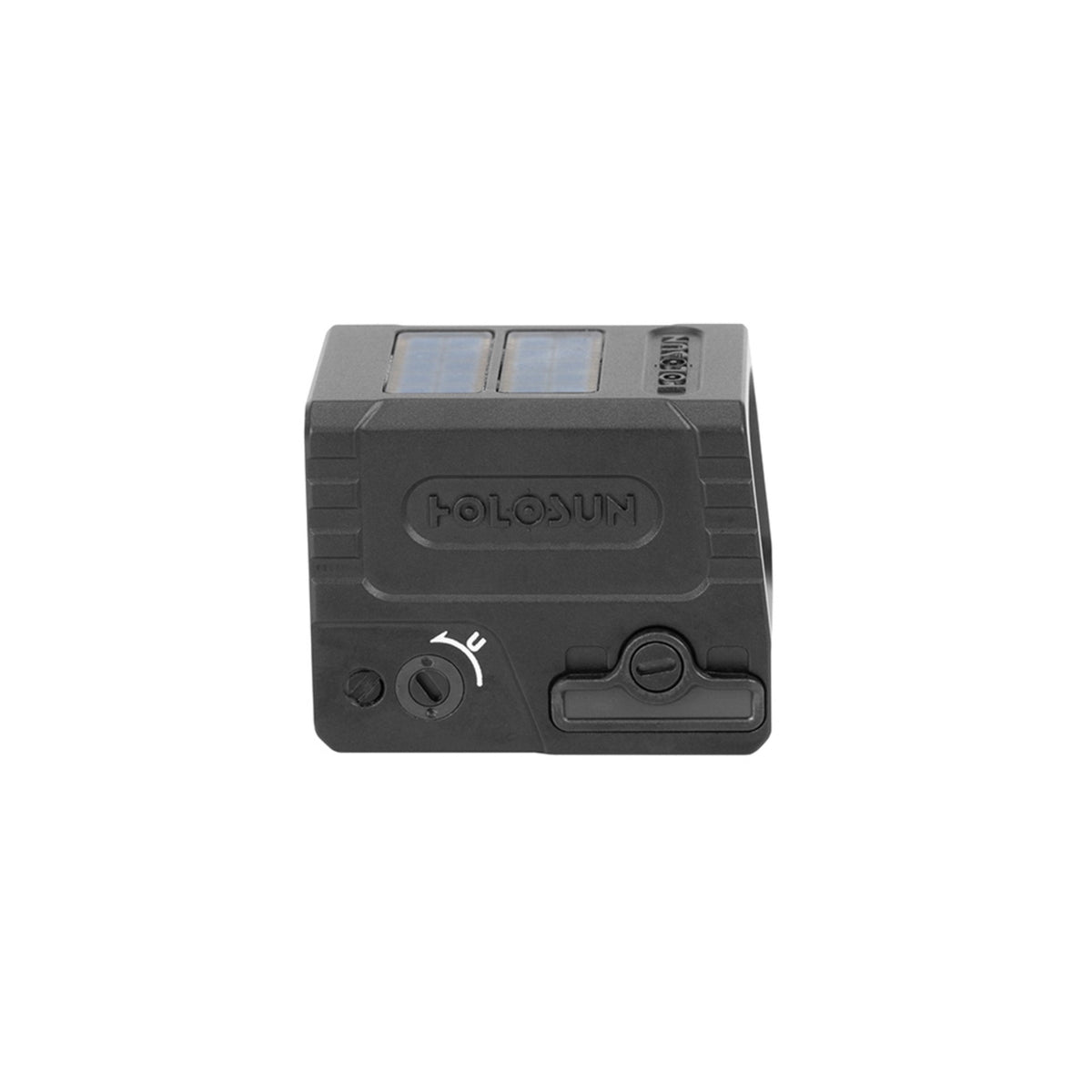 Holosun AEMS Micro GD gold dot sight side view showing the solar panel