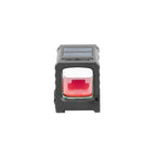Holosun AEMS Micro GD gold dot sight from behind showing the window with the reticle lit
