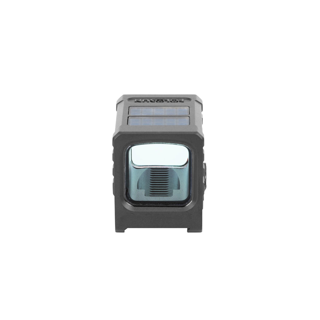 Holosun AEMS Micro GR green dot sight rear view from behind showing the window