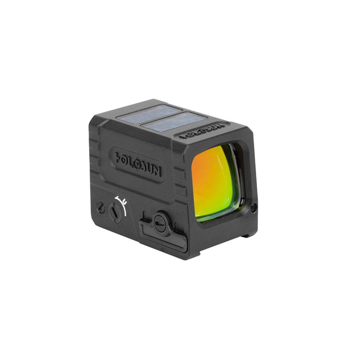 Holosun AEMS Micro RD red dot sight front three-quarter view showing the lens