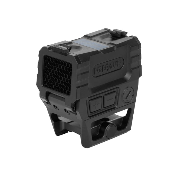 Holosun AEMS Pro X2 RD red dot sight front three-quarter view showing the honeycomb anti-reflection device