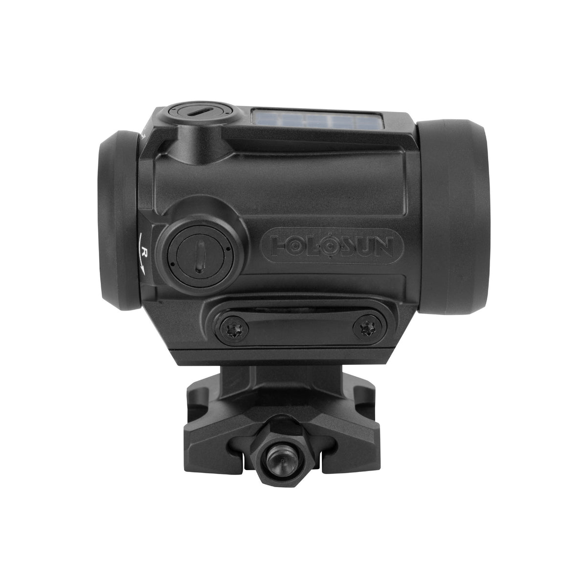 Holosun ARO-EVO GD2 gold dot sight side view on a Picatinny mount