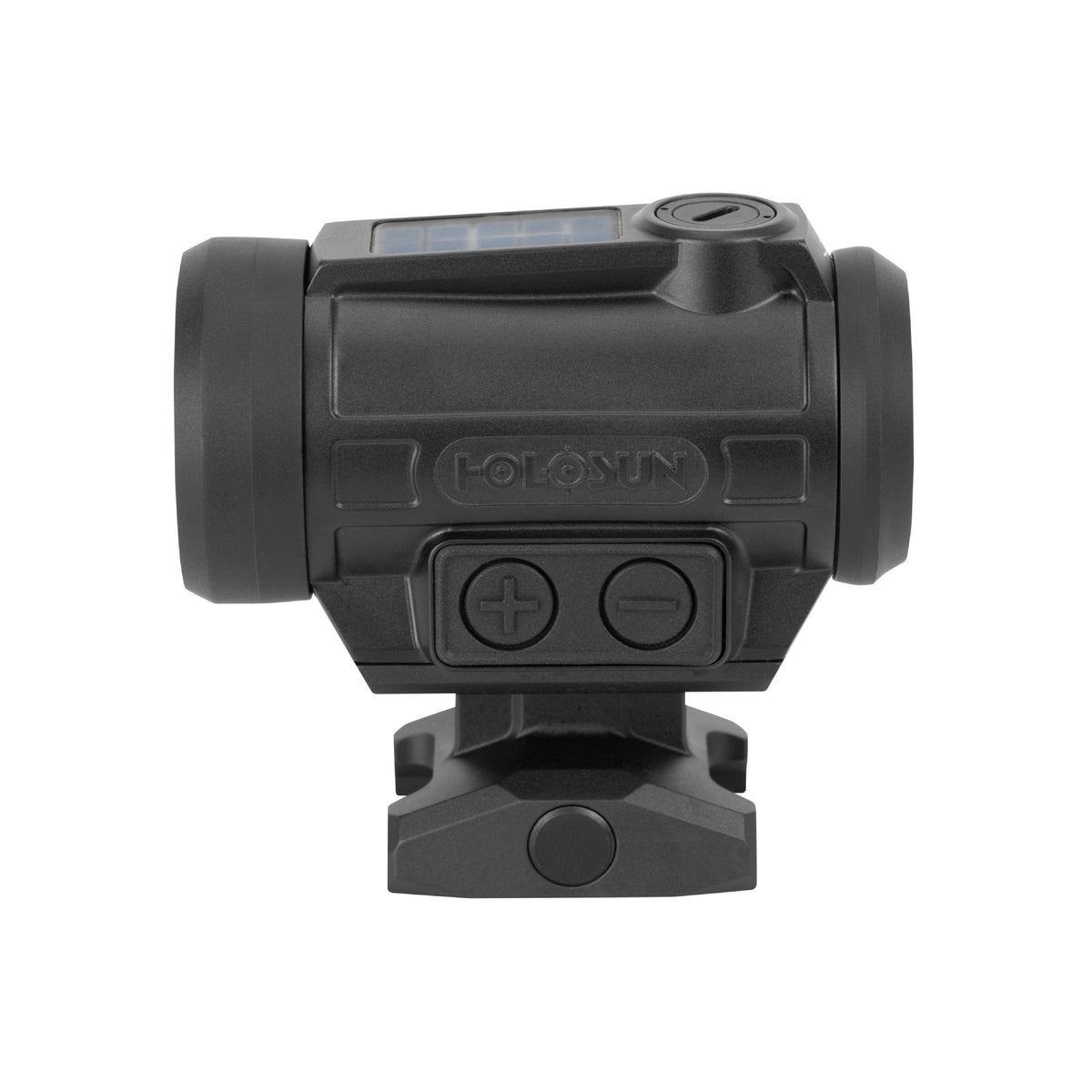 Holosun ARO-EVO RD2 red dot sight side view showing the brightness buttons