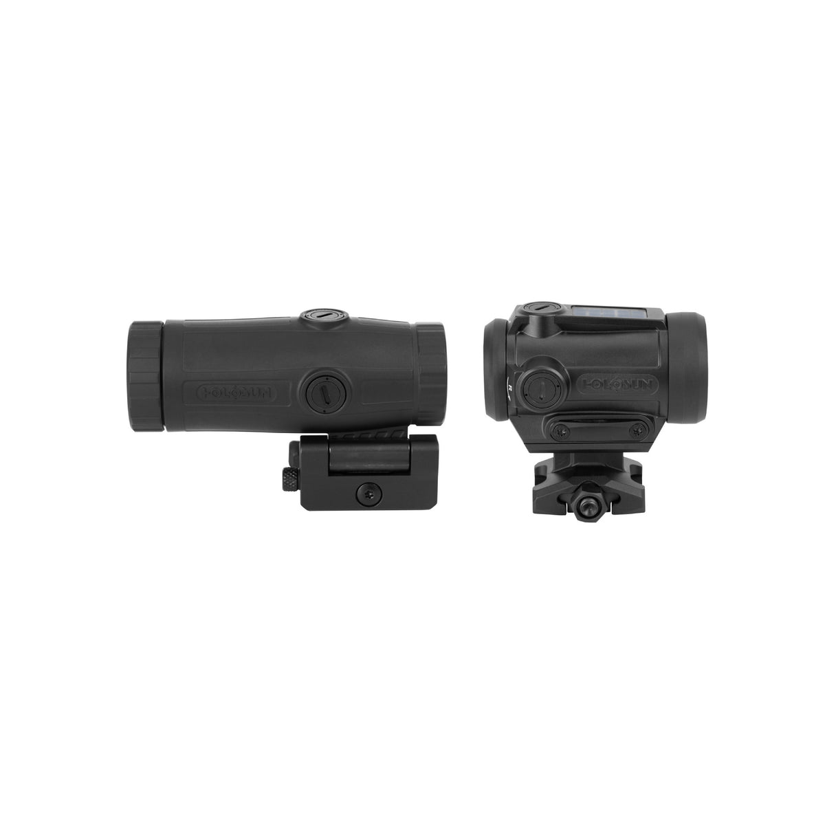 Holosun ARO-EVO SPR red dot sight and HM3X 3x magnifier combo side view side by side