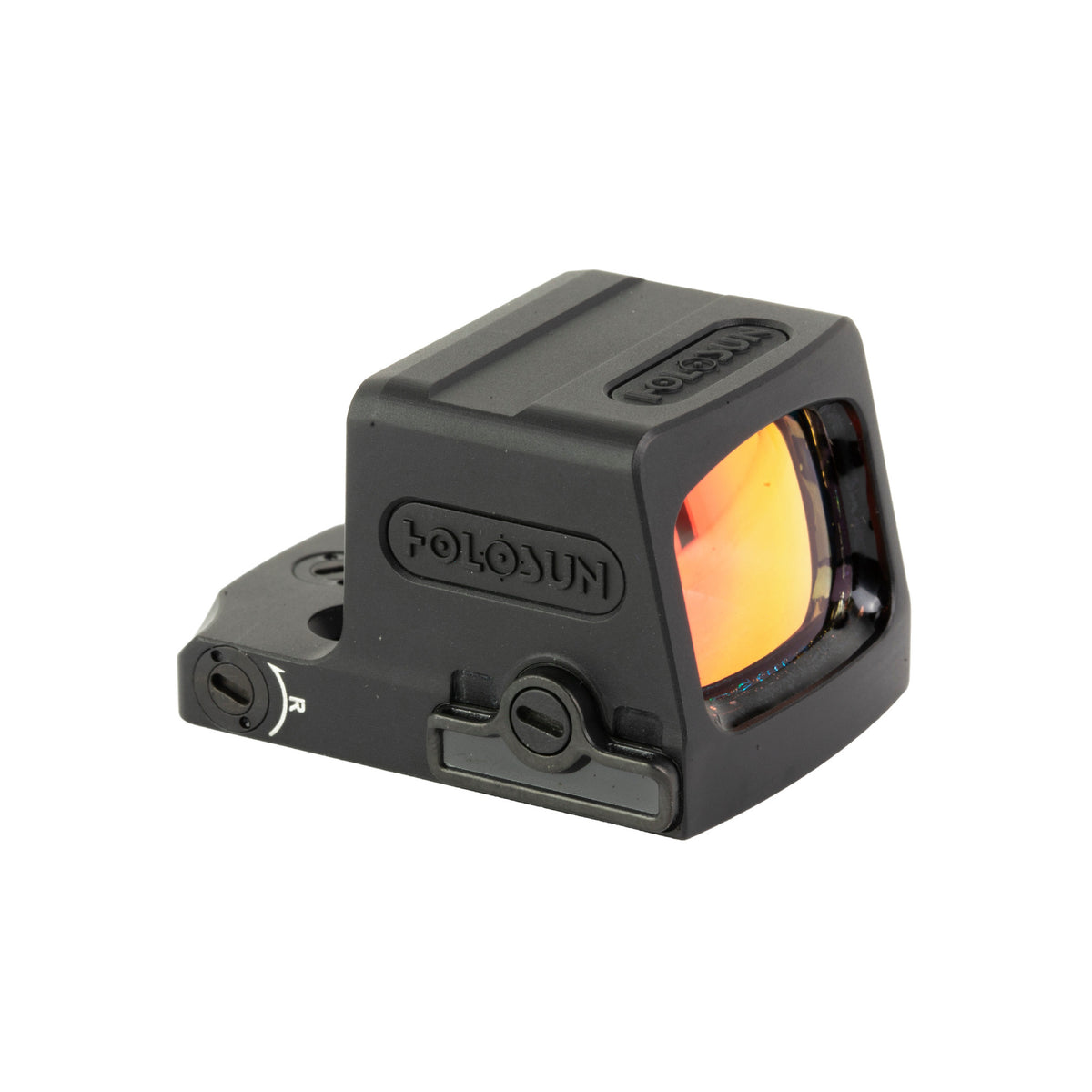 Holosun EPS-GR-MRS green dot sight front three-quarter view showing the window and solar panel