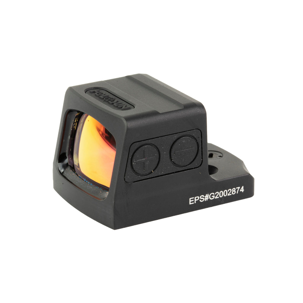 Holosun EPS-GR-MRS green dot sight front three-quarter view from the right showing the window and buttons