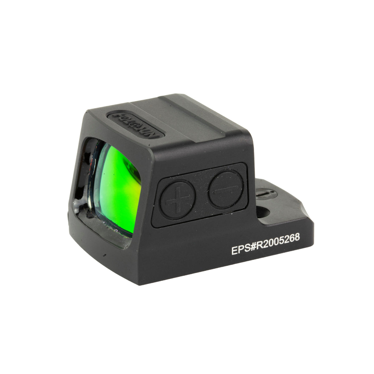 Holosun EPS-RD-6 red dot sight front three-quarter view from the right showing the green-tinted lens