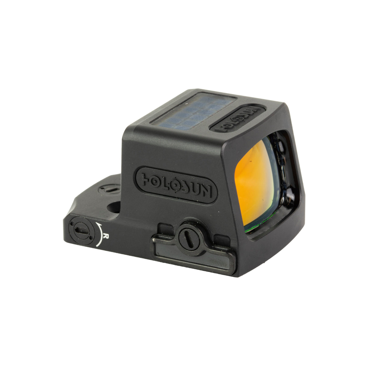 Holosun EPS RD MRS red dot sight front three-quarter view showing the solar panel