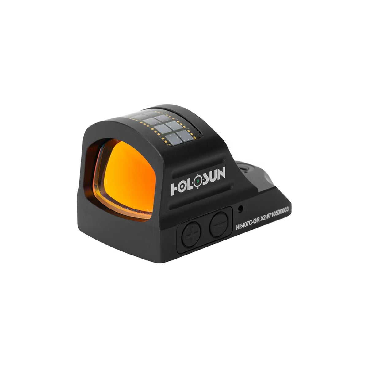 Holosun HE407C-GR X2 green dot sight front view showing the lens