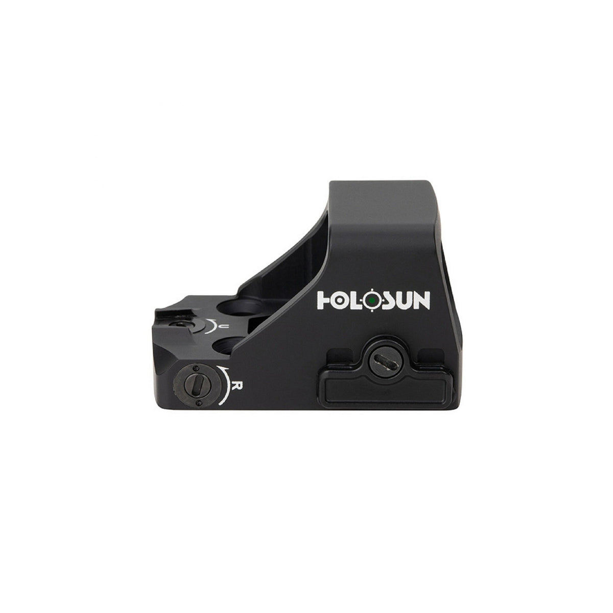 Holosun HE407K-GR X2 green dot sight side view showing the brightness buttons