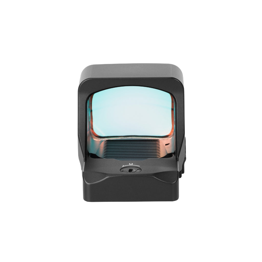 Holosun HE507COMP-GR green dot sight front view straight on showing the large square window