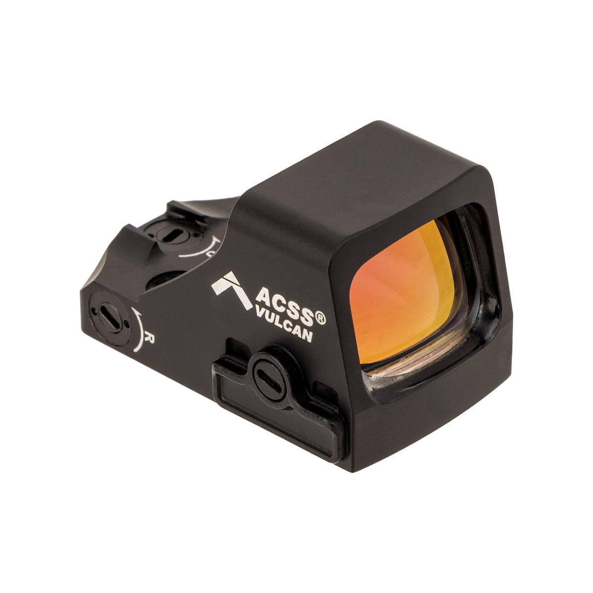 Holosun HE507K-GR X2 ACSS Vulcan green dot sight front three-quarter view showing the window and ACSS logo