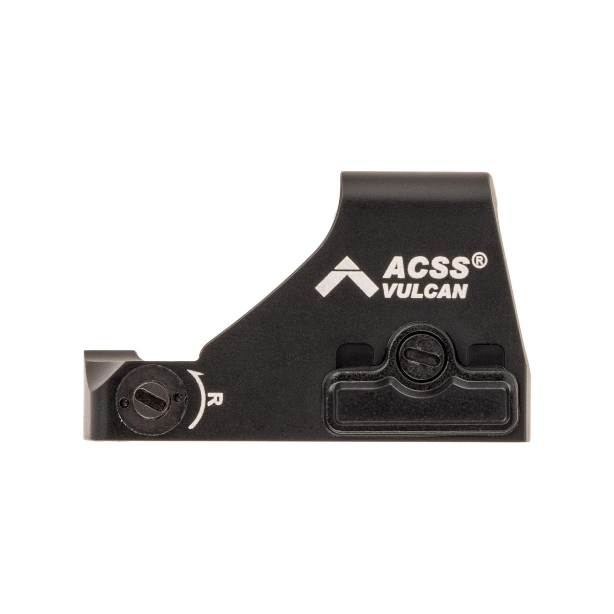 Holosun HE507K-GR X2 ACSS Vulcan green dot sight rear three-quarter view showing the ACSS Vulcan branding on the housing