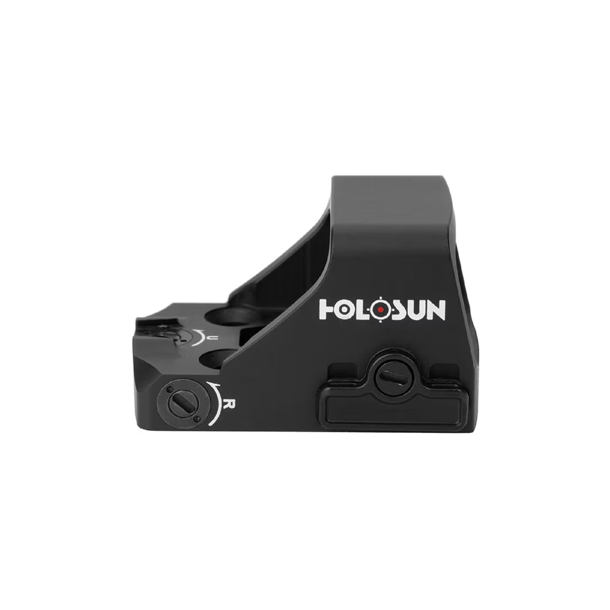 Holosun HE507K-GR X2 green dot sight rear three-quarter view showing the brightness buttons and rear of window
