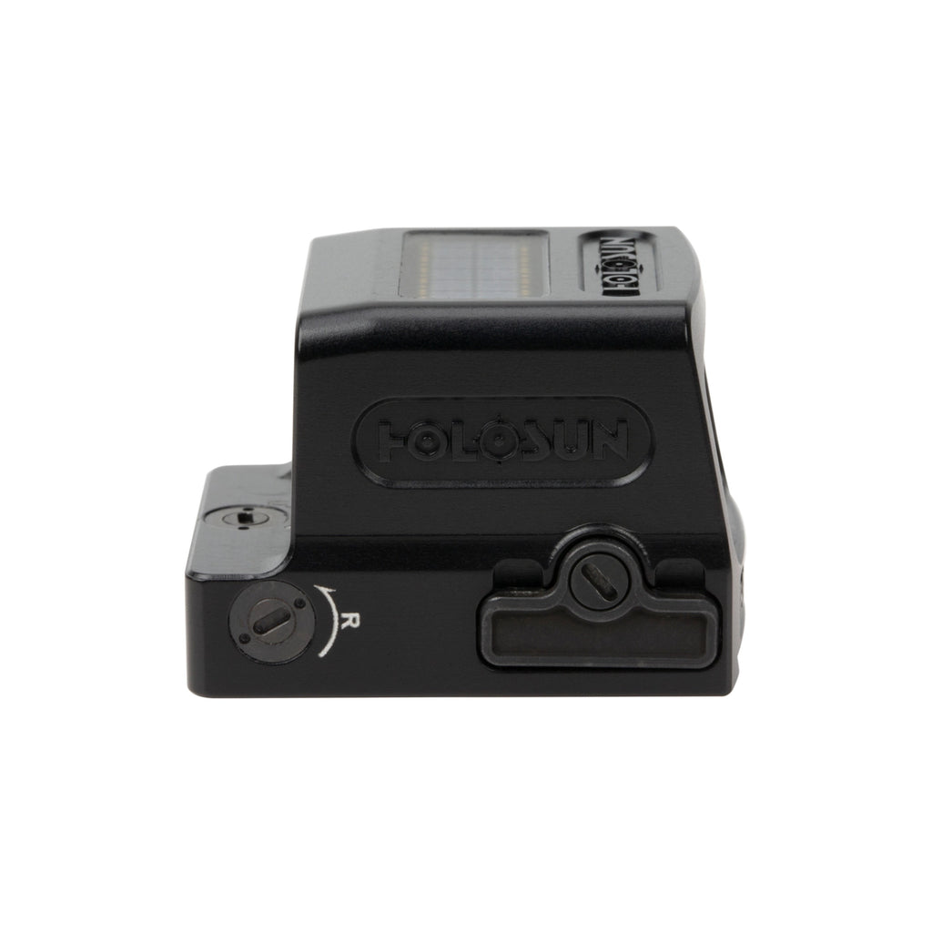 Holosun HE509T X2 gold dot sight side view showing the mount