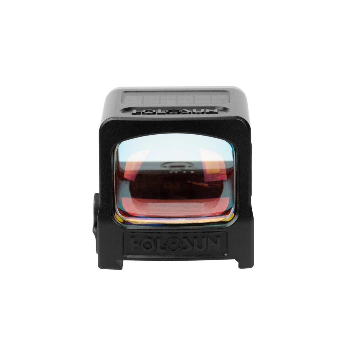 Holosun HE509T X2 gold dot sight from behind showing the window