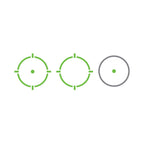 Holosun HE510C-GR green dot sight green multi-reticle system diagram showing the three options