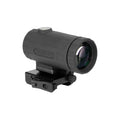 Holosun HM3XT 3x magnifier side view on its QD flip-to-side mount on a white background