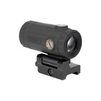 Holosun HM3XT 3x magnifier front three-quarter view from the right on its flip-to-side mount