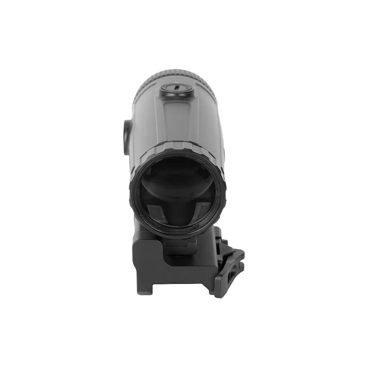 Holosun HM6X 6x magnifier end-on view showing the lens and QD mount from the front