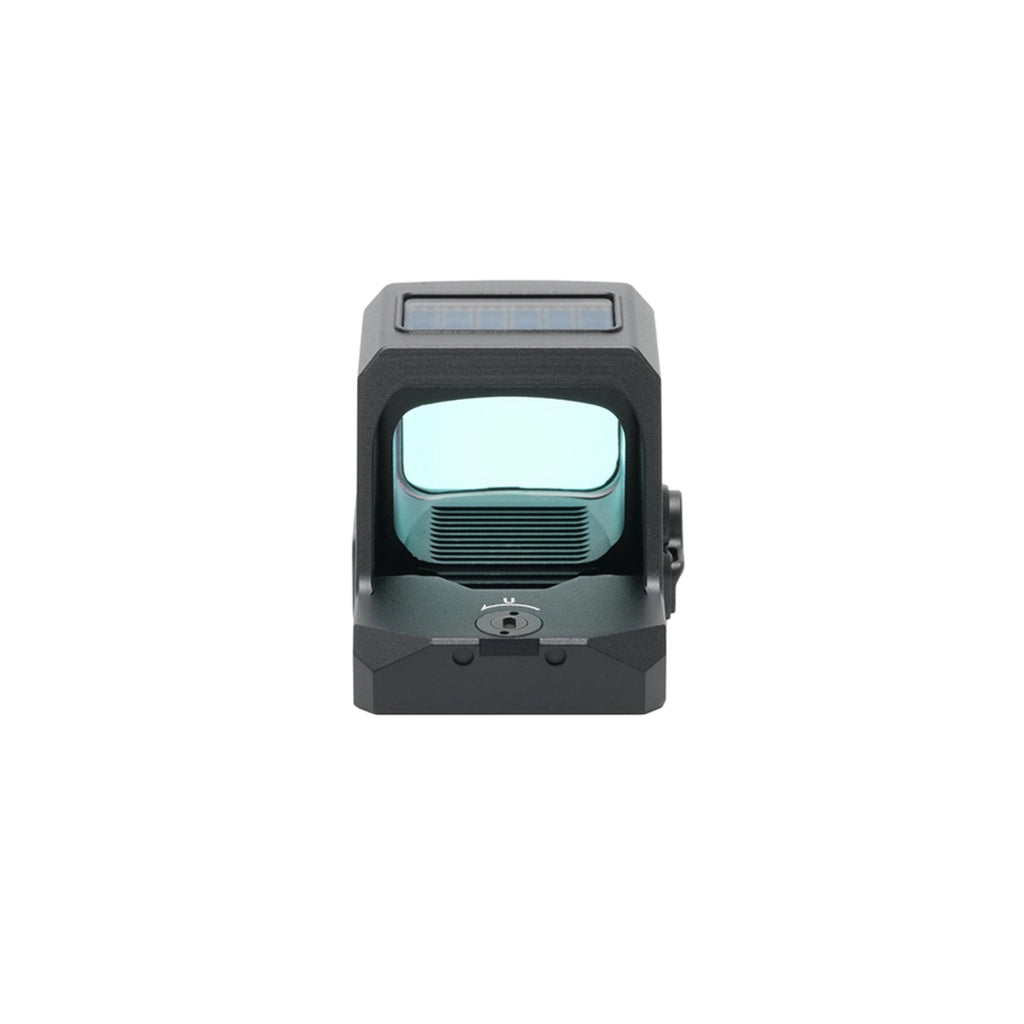 Holosun HS407C X3 gold dot sight front view straight on showing the window