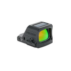 Holosun HS407C X3 red dot sight front three-quarter view showing the window with green lens tint