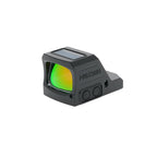 Holosun HS407C X3 red dot sight front three-quarter view from the right showing the green-tinted lens