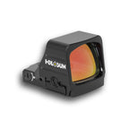 Holosun HS407COMP gold dot sight front three-quarter view showing the large window and orange lens