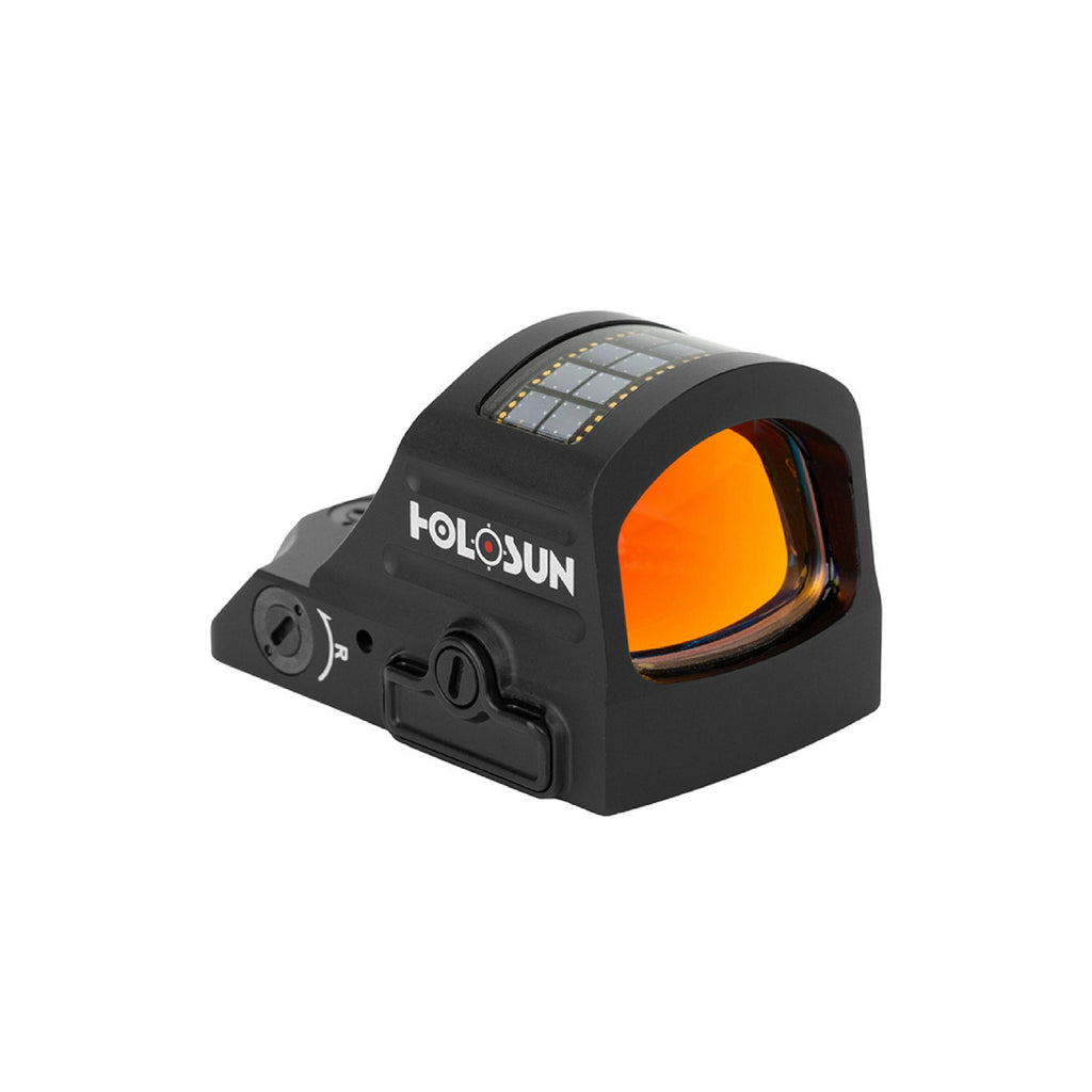 Holosun HS507C X2 red dot sight front three-quarter view showing the window and orange lens