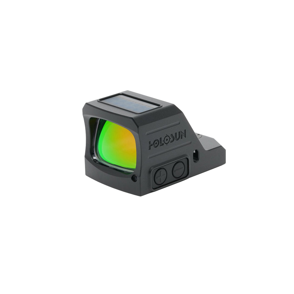 Holosun HS507C X3 gold dot sight front three-quarter view showing the lens coating
