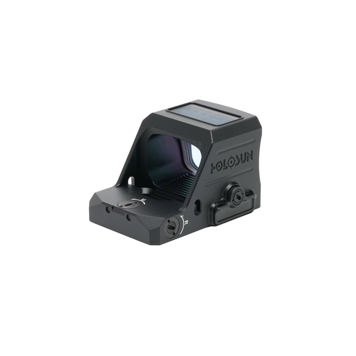 Holosun HS507C X3 red dot sight front three-quarter view showing the lens