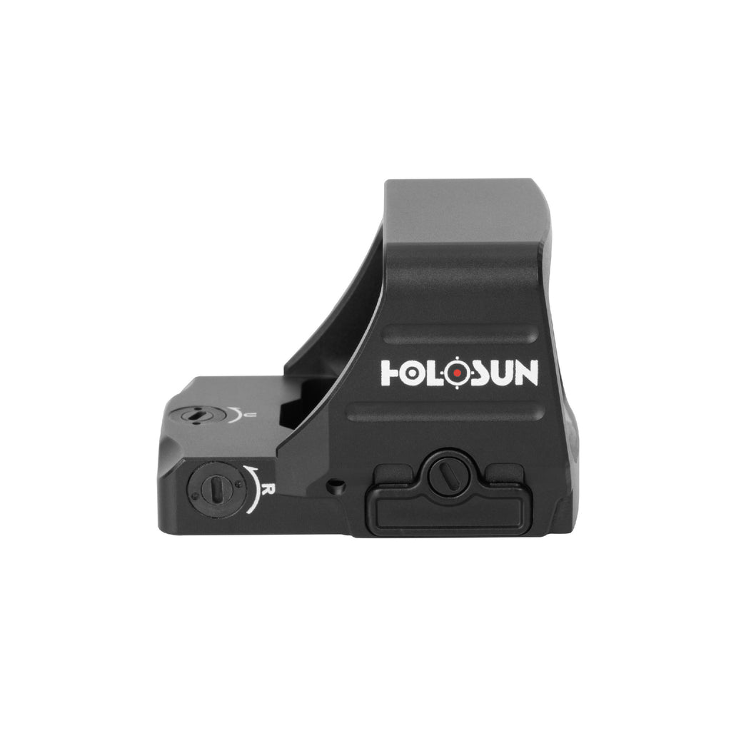 Holosun HS507COMP red dot sight side view showing the Holosun logo and housing