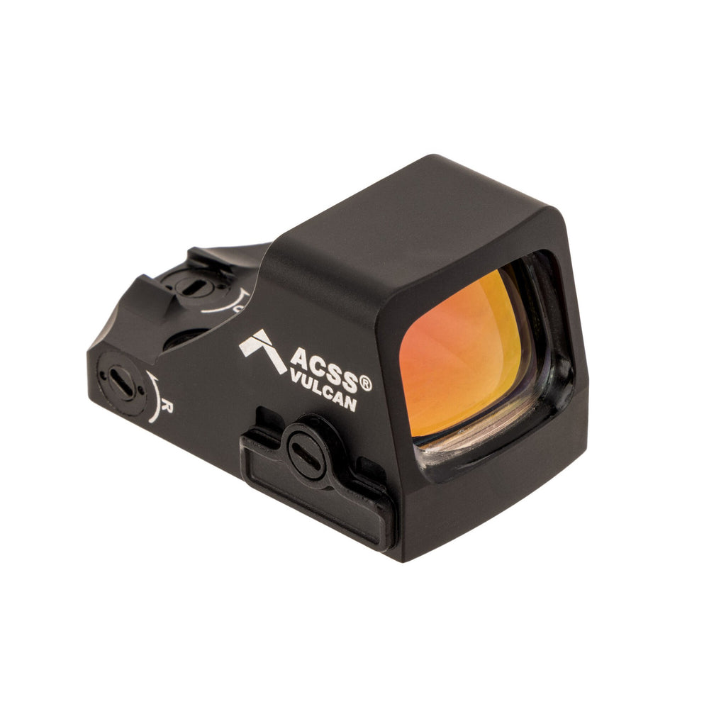 Holosun HS507K X2 ACSS Vulcan red dot sight front three-quarter view from the right showing the ACSS logo