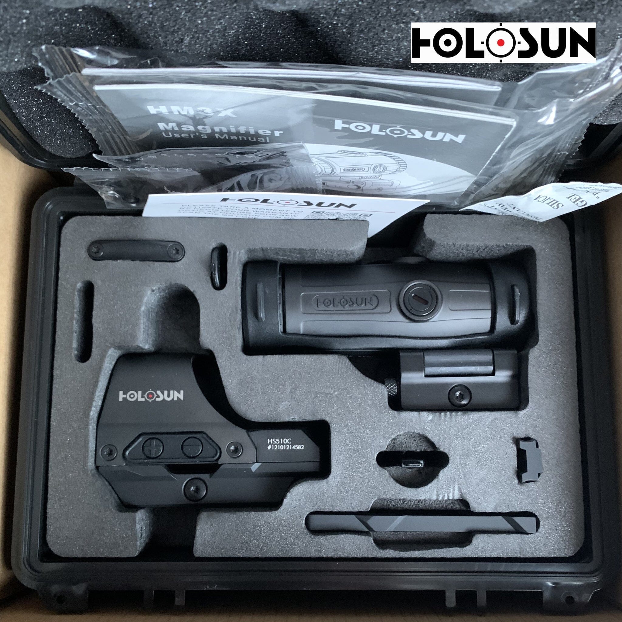 Holosun HS510C Red Dot Sight & HM3X 3x Magnifier Combo Multi-Reticle System Solar Failsafe – HS510C+HM3X Red Dot Sight Holosun 