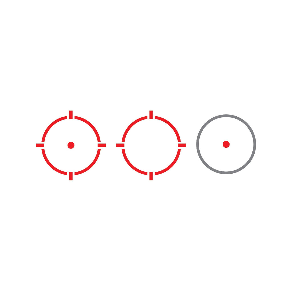 Holosun HS510C red dot sight red multi-reticle system diagram showing the three options