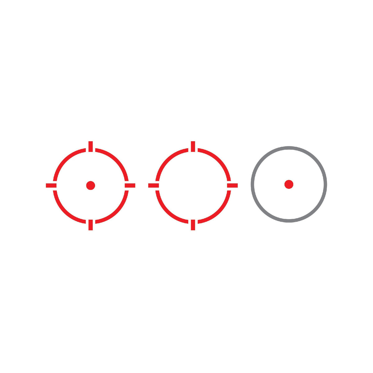 Holosun HS510C red dot sight red multi-reticle system diagram showing the three options