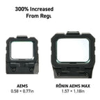 Holosun Ronin AEMS MAX green dot sight window size comparison diagram against the AEMS